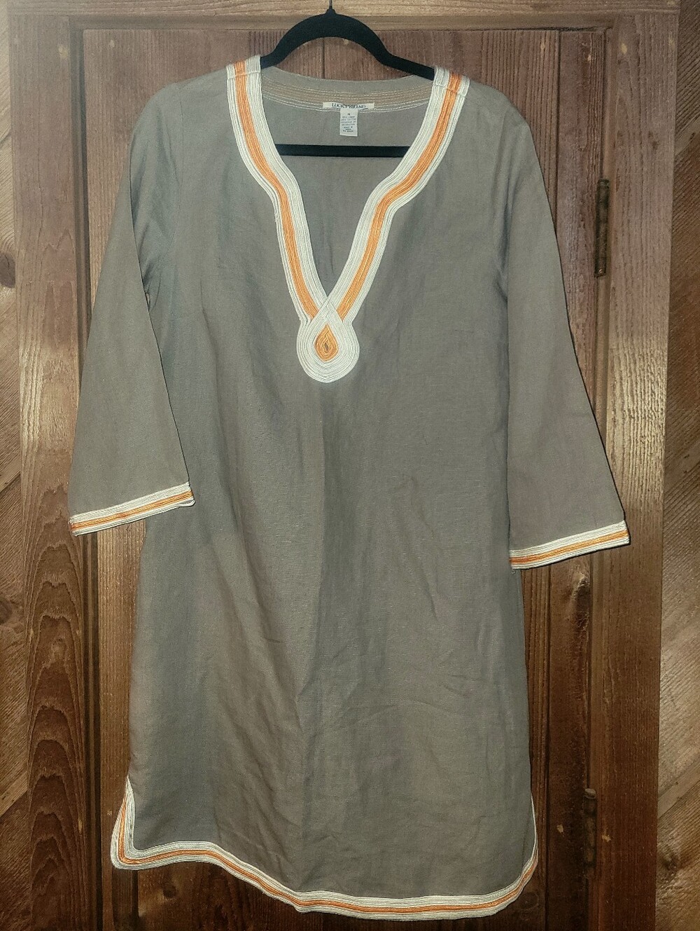 Lucky Brand Gray Tunic Dress with Orange & White Trim